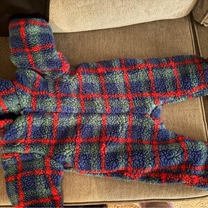 Little Me Blue and Red Plaid Kids One Piece Footie